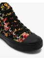 MAPLEAF Royalfashion Damen hohe schwarze Sneakers mit Blumendruck Fahenna - schwarz || mehrfarben