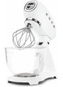 SMEG 50er Jahre Retro Style Küchenmaschine mit Glasschüssel 4,8 l weiß, SMF13WHEU