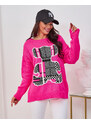 NEW COLLECTION Royalfashion Neonrosa Damen-Teddybär-Pullover - pink || neon