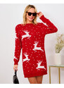 NEW COLLECTION Rotes Kleid im Pullover-Stil mit Weihnachtsaufdruck - Kleidung - rot