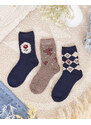 SO&LI Royalfashion Damen-Print-Socken 3er-Pack - mehrfarben