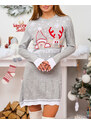 marka niezdefiniowana Royalfashion Christmas Sweater Damenkleid in Grau - pigeon gray