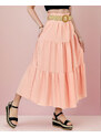 Italy Moda Royalfashion Damen Midirock mit Gürtel - Hell-Pink
