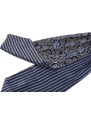 Tailor Toki Blauer Seiden Krawattenschal Streifen & Barock