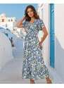 Moda Italia Royalfashion Damen Midikleid mit Blumenmuster - blue