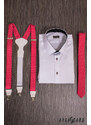 Avantgard Rote schmale Krawatte mit weißen Tupfen